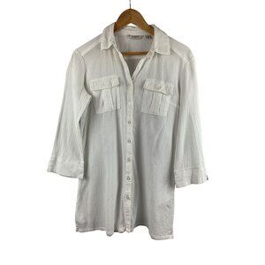 Liz Claiborne XXS White Button-Up Shirt Dress